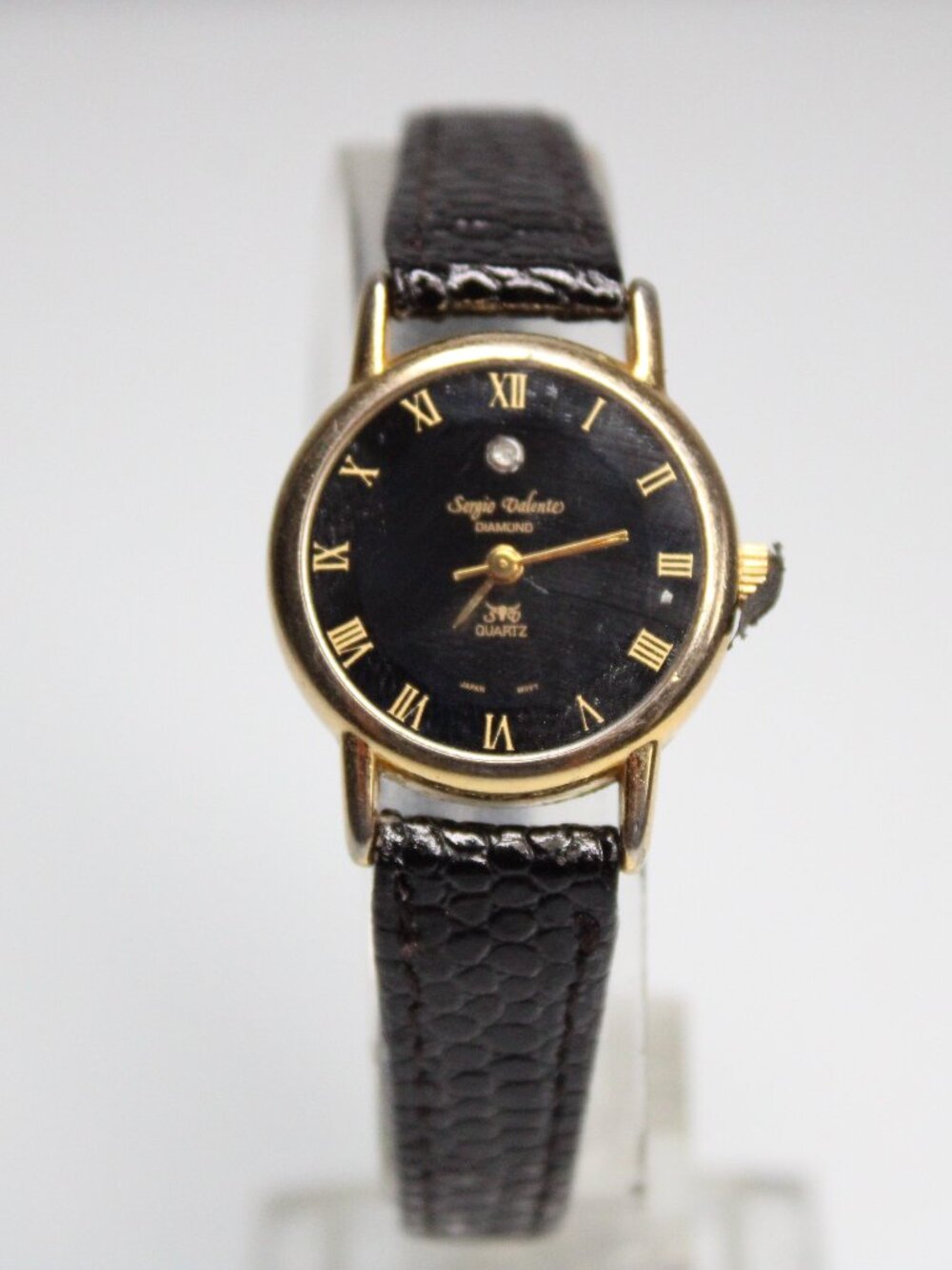 Sergio Valente Women's Quartz Watch Diamond Black Dial Gold Tone Japan Movt